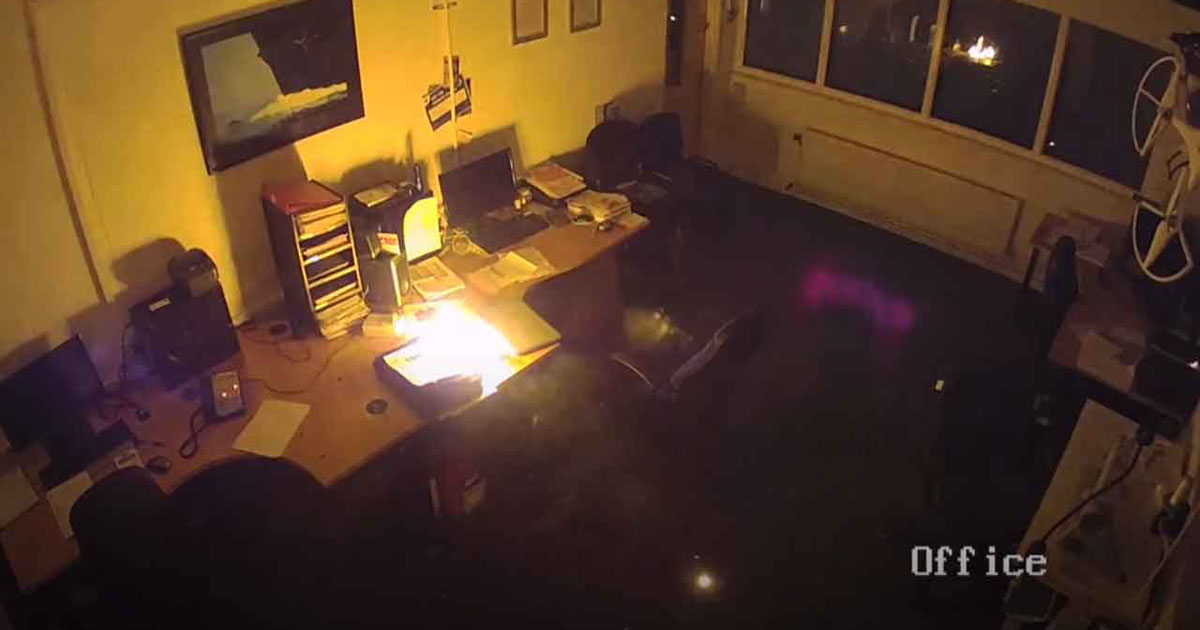 Laptop Left Turned On Explodes Three Times And Burns Down Majority Of Office Building