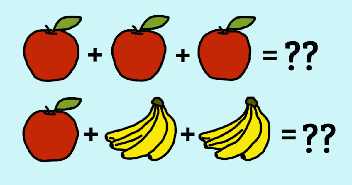 数字ではなくて果物を使った算数の問題を解くことができ